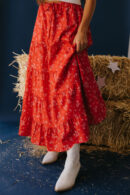 THE STETSON MAXI SKIRT IN RED FLORAL